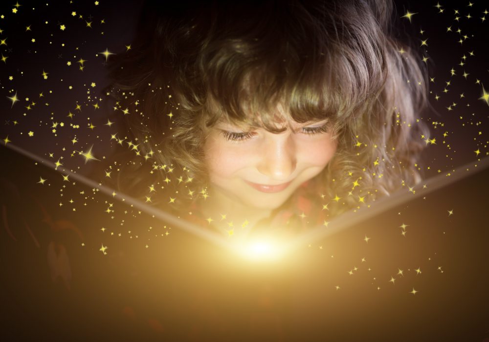 Kid reading book